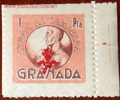 Sellos: Ayuda al camarada, Granada, 1 peseta - Foto 1