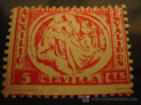 Sellos: Auxilio desvalidos Sevilla, 5 cts - Foto 1