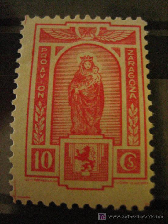 Sellos: Pro Avi&oacute;n, Zaragoza 10 cts - Foto 1