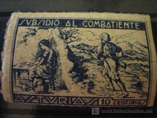 Sellos: Subsidio al combatiente, Asturias, 10 cts - Foto 1