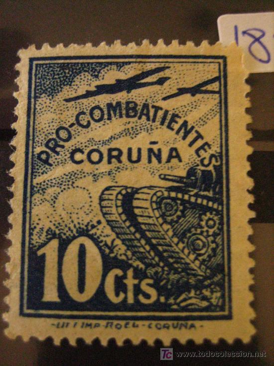 Sellos: Sello Pro Combatientes, Coru&ntilde;a, 10 cts - Foto 1