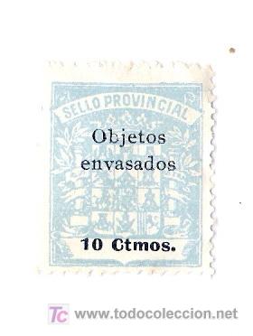 Sellos: SELLO PROVISIONAL      -     OBJETOS ENVASADOS   - 10 CENTIMOS - Foto 1