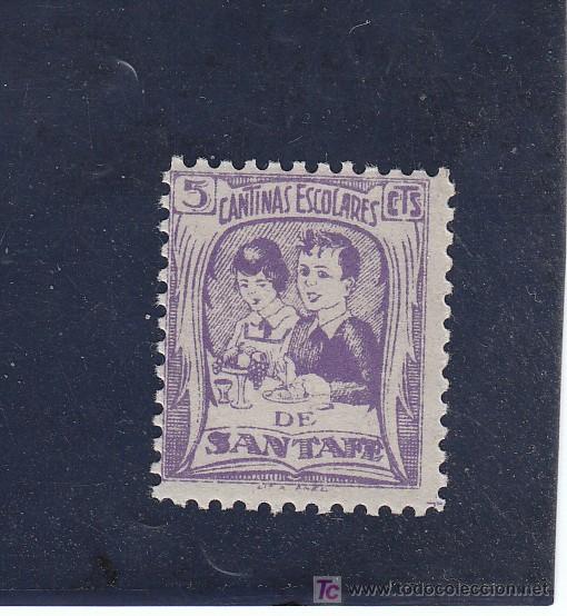 Sellos: SANTA FE. CANTINAS ESCOLARES. 5 CTS. - Foto 1