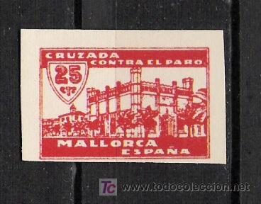 Briefmarken: 0072 MALLORCA Cruzada contra el Paro. FESOFI = PRUEBA DE COLOR en papel Cartulina. Valor 25c. Color