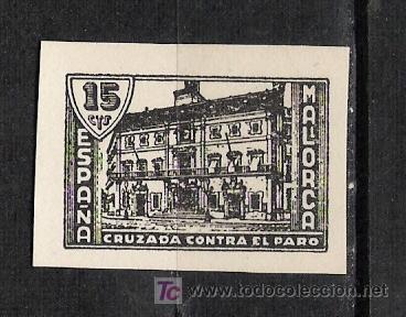 Briefmarken: 0072 MALLORCA Cruzada contra el Paro. FESOFI = PRUEBA DE COLOR en papel Cartulina. Valor 15c. Color