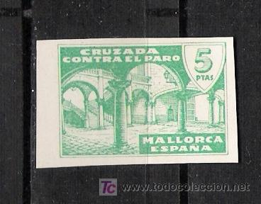 Timbres: 0072 MALLORCA Cruzada contra el Paro. FESOFI = PRUEBA DE COLOR en papel Cartulina. Valor 5 Pts . Col