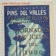 Sellos: AJUNTAMENT DE PINS DEL VALLÈS. JORNADES DE JULIOL 1936, RESELLADO 5 CTS. Lote 9336455