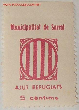 Sellos: Municipalitat de Sarral. Ajut refugiats, 5 cts - Foto 1