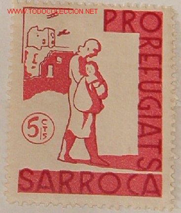 Sellos: Pro-refugiats Sarroca, 5 cts - Foto 1