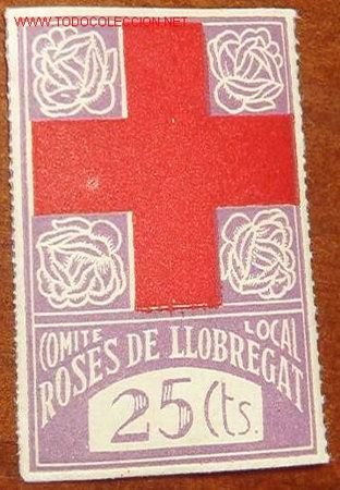 Sellos: Comit&eacute; local Roses de LLobregat 25 cts - Foto 1