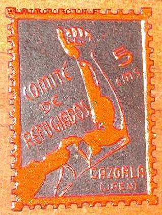 Sellos: Comit&eacute; de refugiados, 5 cts, Cazorla, Ja&eacute;n. - Foto 1