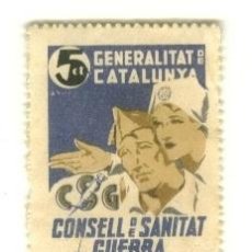 Sellos: GENERALITAT DE CATALUNYA - CONSELL DE SANITAT DE GUERRA - 5 CTS.. Lote 17970465