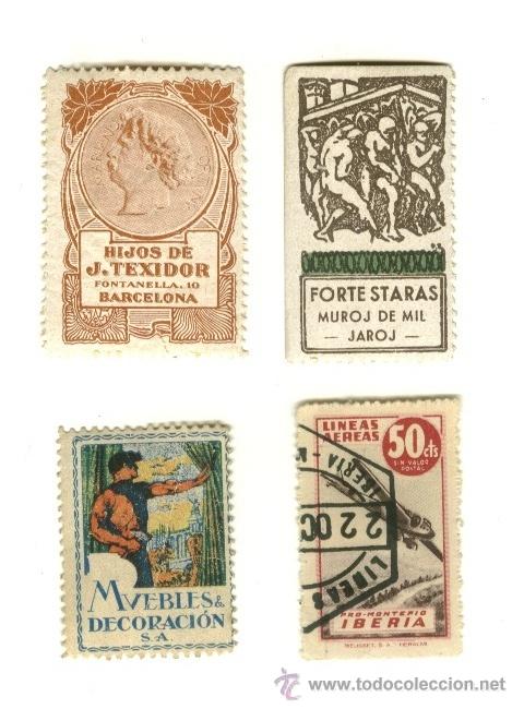 Sellos: lote de 4 vi&ntilde;etas comerciales - Foto 1