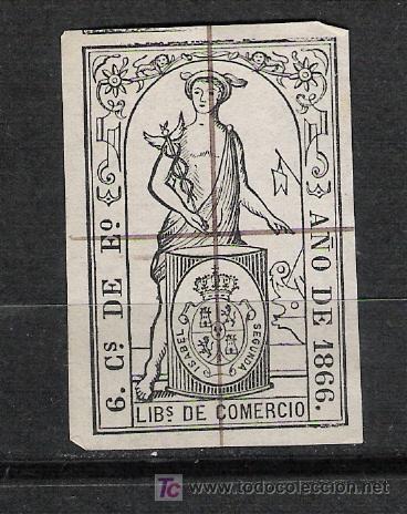 Sellos: 0495Fiscal LIBs. DE COMERCIO 6Cs. de E&ordm; A&ntilde;o 1866 negro E461 - Foto 1