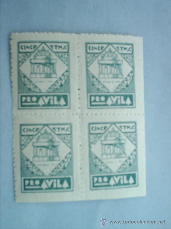 Sellos: CONJUNTO DE 4 VI&Ntilde;ETAS, PRO AVILA - Foto 1
