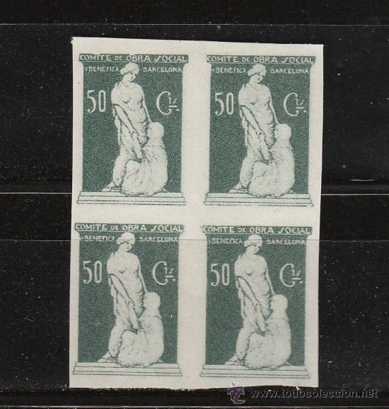 Briefmarken: COMITE DE OBRA SOCIAL Y BENEFICA. BARCELONA. 50 CTS. BLOQUE DE 4