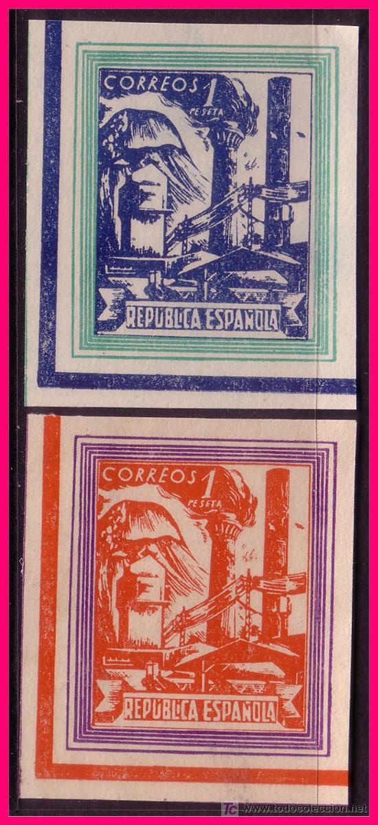 Briefmarken: Barcelona BARCELONA Guerra Civil, FESOFI n&ordm; SH114 y SH115 (*)