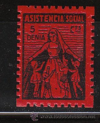 Briefmarken: DENIA. ASISTENCIA SOCIAL. 5 CTS.