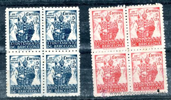 Stamps: Edifil 49/50 de Barcelona. Nuevos sin goma.