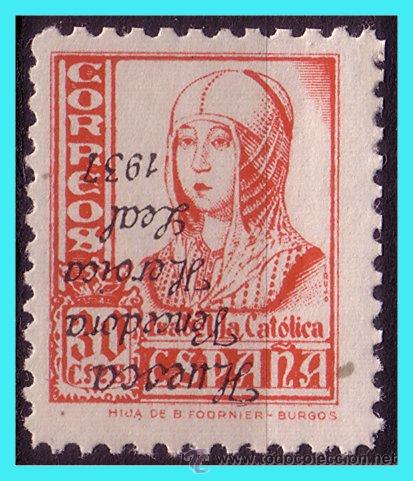 Briefmarken: ELP HUESCA 1937 Sellos nacionales y republicanos habilitados; EDIFIL n&ordm; 9hi * *