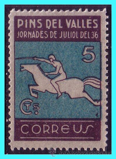 Francobolli: BARCELONA, Pins del Vall&eacute;s. Guerra Civil, FESOFI N&ordm; 16 * *   violeta claro, papel fino