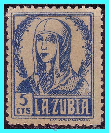 Briefmarken: Granada LA ZUBIA, Guerra Civil, FESOFI N&ordm; 2 (*)