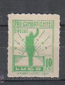 Sellos: LUGO. PRO-COMBATIENTES. 10 CTS. - Foto 1