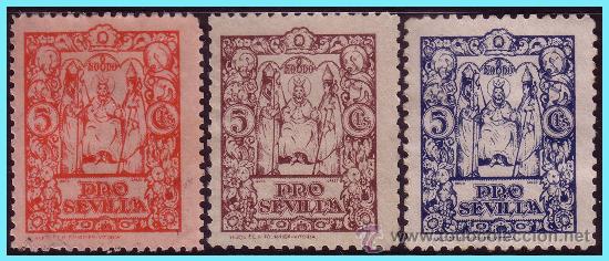 Briefmarken: Sevilla SEVILLA, Guerra Civil, FESOFI n&ordm; 9 a 11 (*)