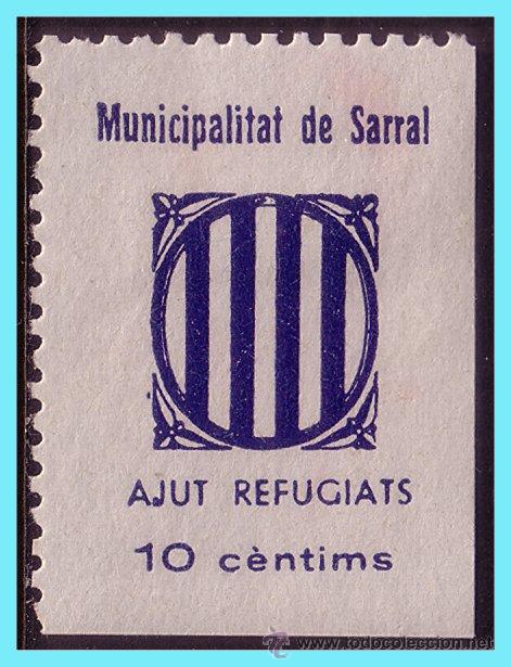 Francobolli: Sarral TARRAGONA, Guerra Civil, FESOFI n&ordm; 9 *