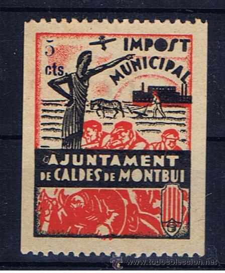 Briefmarken: Ajuntament de caldes de montbui impost municipal 5 cts nuevo(*)