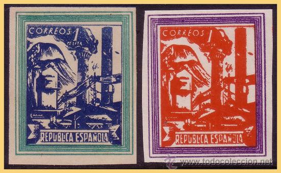 Briefmarken: Barcelona BARCELONA, Guerra Civil, FESOFI n&ordm; SH114 y SH115 (*)