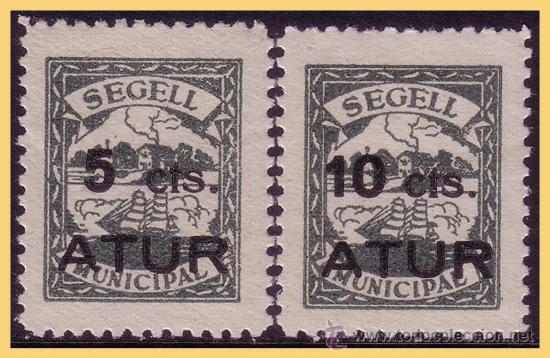 Briefmarken: Barcelona MASNOU Guerra Civil, FESOFI n&ordm; 1 y 2 * *