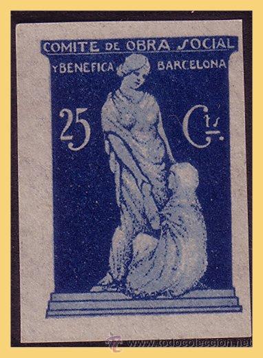 Stamps: Barcelona BARCELONA, Guerra Civil, FESOFI n&ordm; 116 (*) PRUEBA EN COLOR AZUL