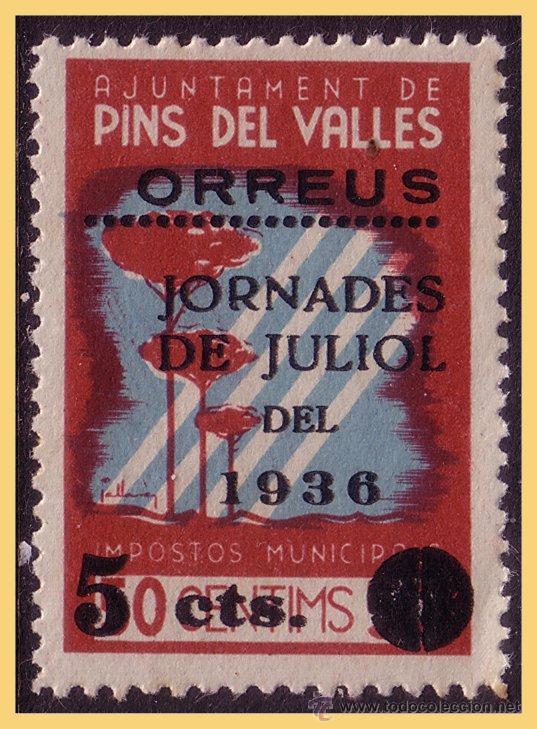 Stamps: Barcelona PINS DEL VALL&Eacute;S Guerra Civil, FESOFI n&ordm; 8a * * -ORREUS-