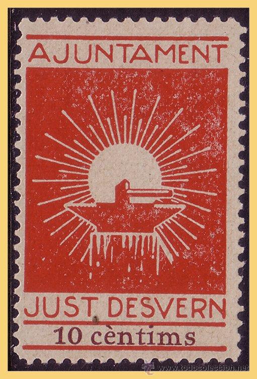 Stamps: Barcelona SAN JUSTO DESVERN, Guerra Civil, FESOFI n&ordm; 10 (*)