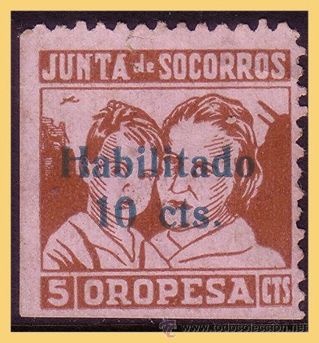 Francobolli: Castell&oacute;n OROPESA , Guerra Civil, FESOFI n&ordm; 3a (*)