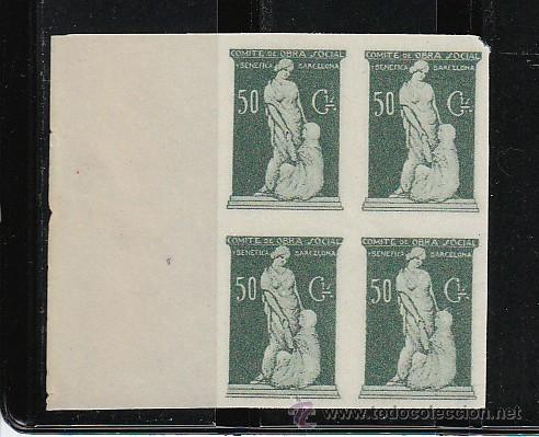 Stamps: BARCELONA. COMITE DE OBRA SOCIAL BENEFICA SOCIAL. BLOQUE DE 4