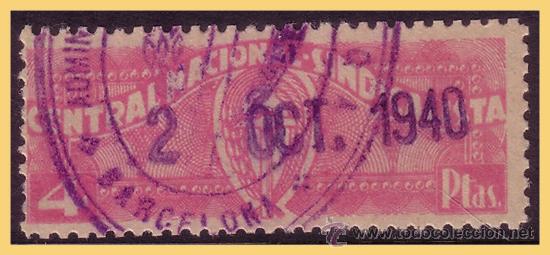 Sellos: CNS 1940, 4 ptas rosa (o) - Foto 1