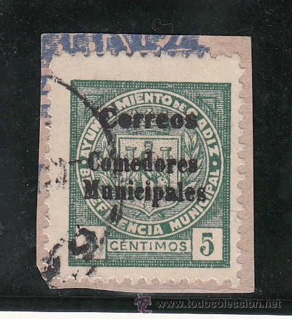Stamps: ,,local nacionalista cadiz 149 tipo II usada correos, sobrecargado, correos comedores municipales