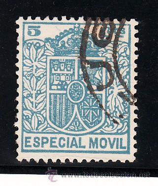 Stamps: ,,fiscal timbre especial movil  28 usada correos, 5 cts. azul