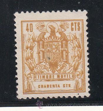 Stamps: ,,fiscal timbre movil   40 cts. sepia usada,