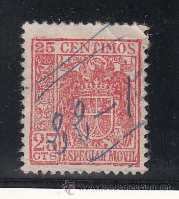 Briefmarken: ,,fiscal 374 especial movil 1939-55 catalogo galvez 60 usada 25 cts.