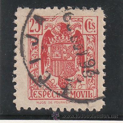 Stamps: ,,fiscal timbre especial movil 105 usada correos, 25 cts. bermellon
