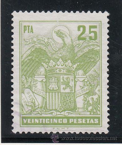 Selos: ,,fiscal poliza 25 pta. verde amarillo usada, tama&ntilde;o 27 x 34