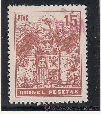 Stamps: ,,fiscal poliza 15 ptas. sepia usada, tama&ntilde;o 27 x 34 sin pie