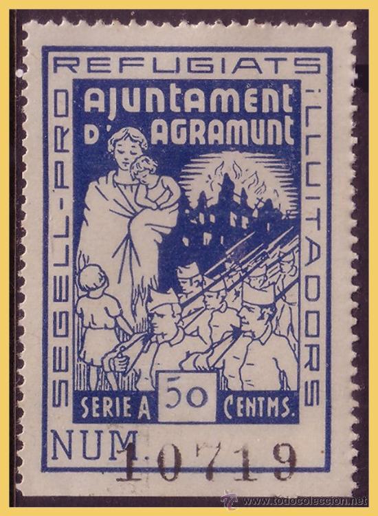 Briefmarken: L&eacute;rida, AGRAMUNT,  Guerra Civil, FESOFI n&ordm; 4 (*) ss