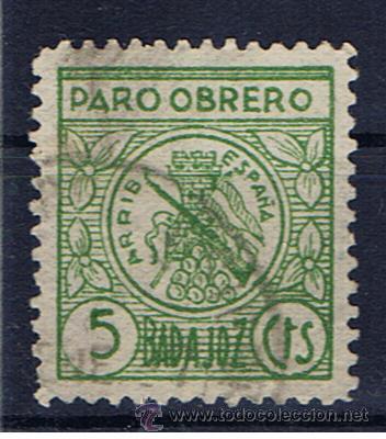Sellos: paro obrero 5 cts badajoz - Foto 1
