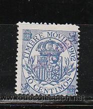 Sellos: TIMBRE MOVIL. 1902. 10 CTS. - Foto 1
