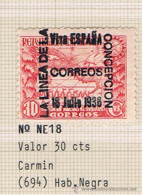 Briefmarken: la linea de la concepcion viva  espa&ntilde;a 1937 edifil ne18 nuevo*