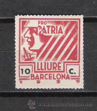 Briefmarken: 0483 Guerra Civil Barcelona PRO PATRIA LLIURE Fesofi n&ordm; 9 Valor 10c. Color NARANJA Sin fijaselllos